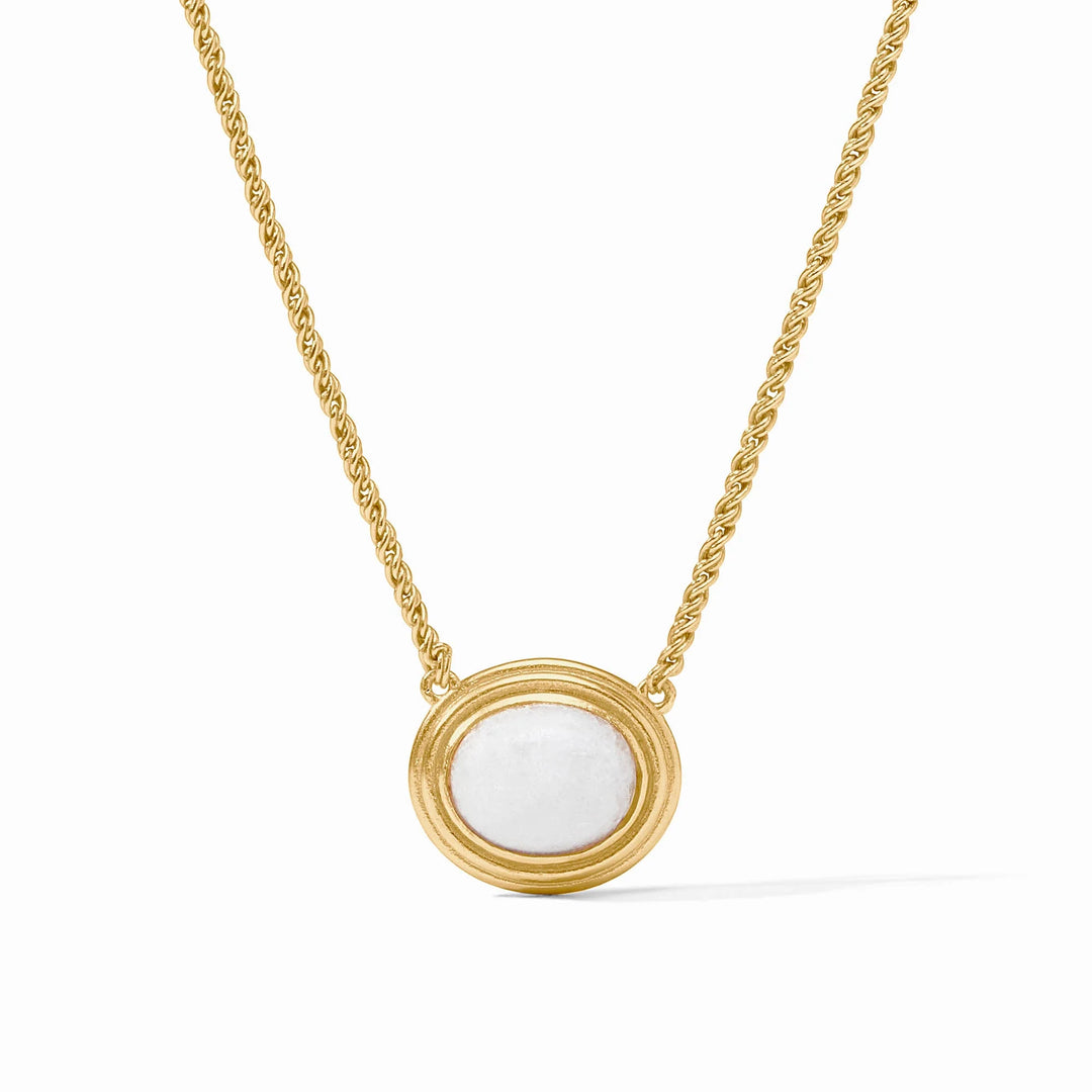 Portofino Solitaire Necklace (White Jade)