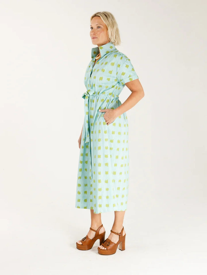 Bria Dress (Sprig &amp; Sky Grasscloth)