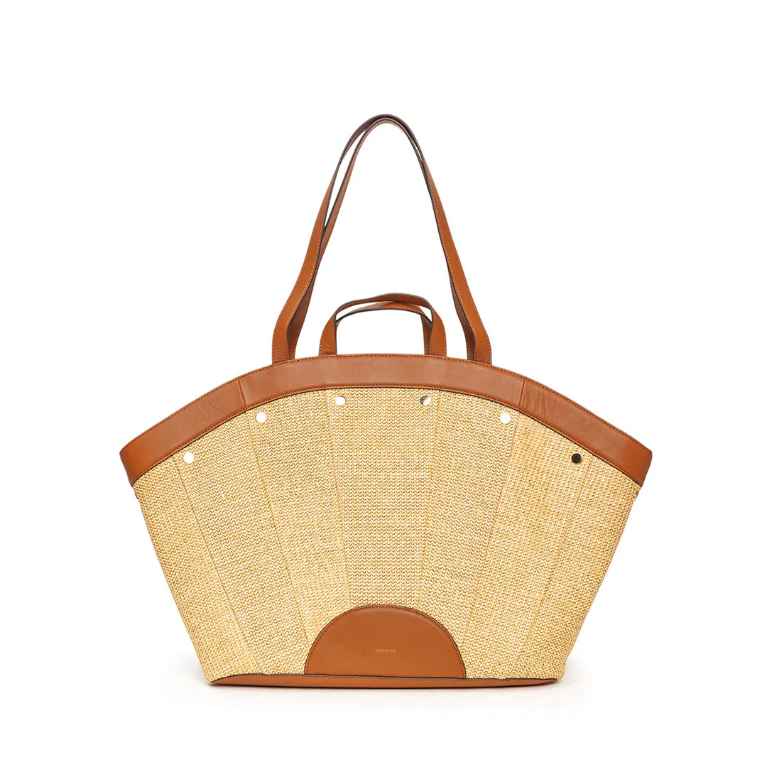 Shelley Resort Tote (Cocoa Raffia/Gold)