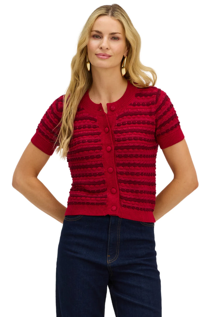 Short Sleeve Adelle Cardigan (Burgundy)