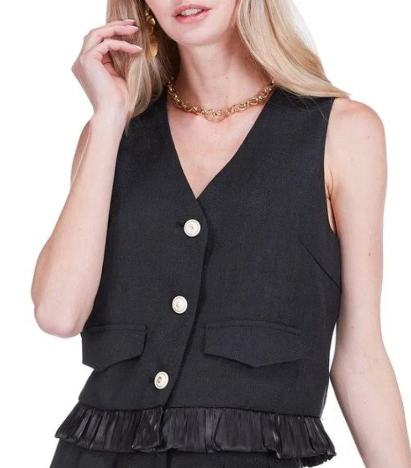 Ruffles Hem Vest (Black)