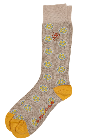 Floral Peruvian Sock (Sand)
