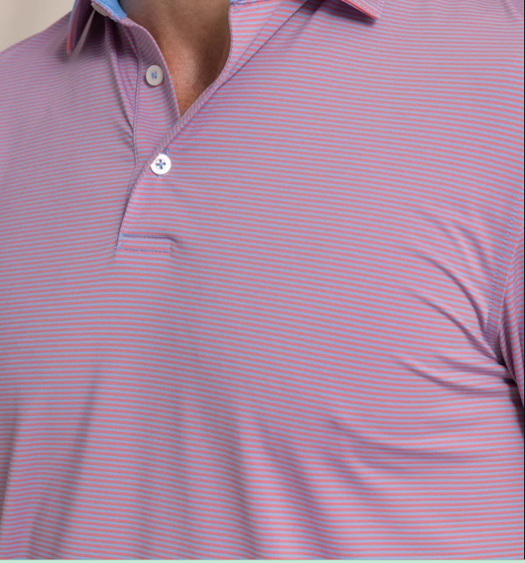 Coastal Breeze Meadowbrook Stripe Polo (Coral Beach)