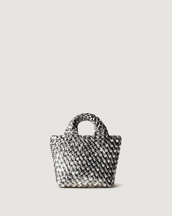 St. Barths Petite Tote Double Weave Metallic (Pewter)