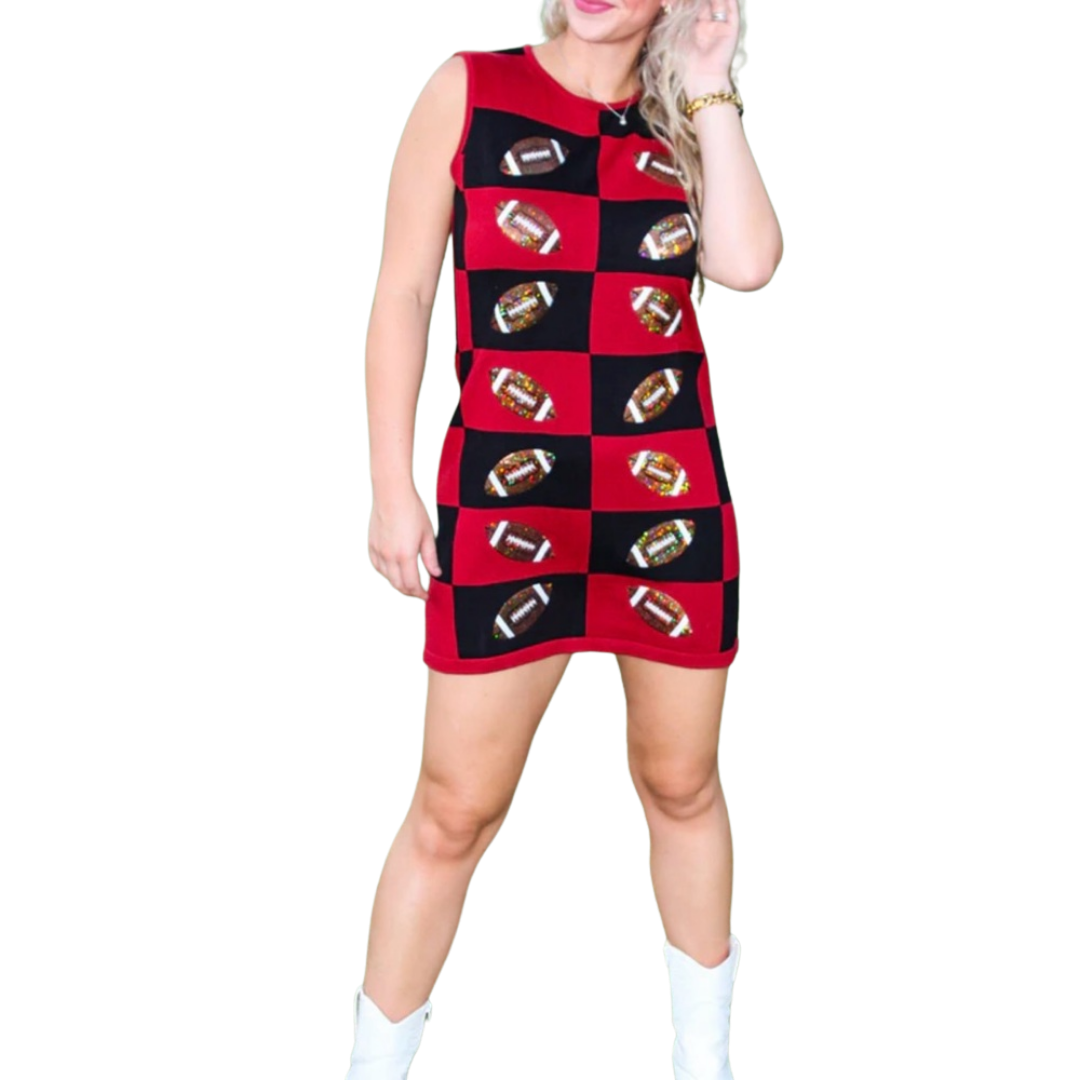 Checkered Football Dress (Red/Black)