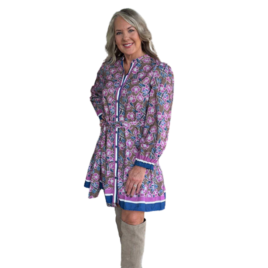 Ruffles Hem Shirt Dress (Rosewood)