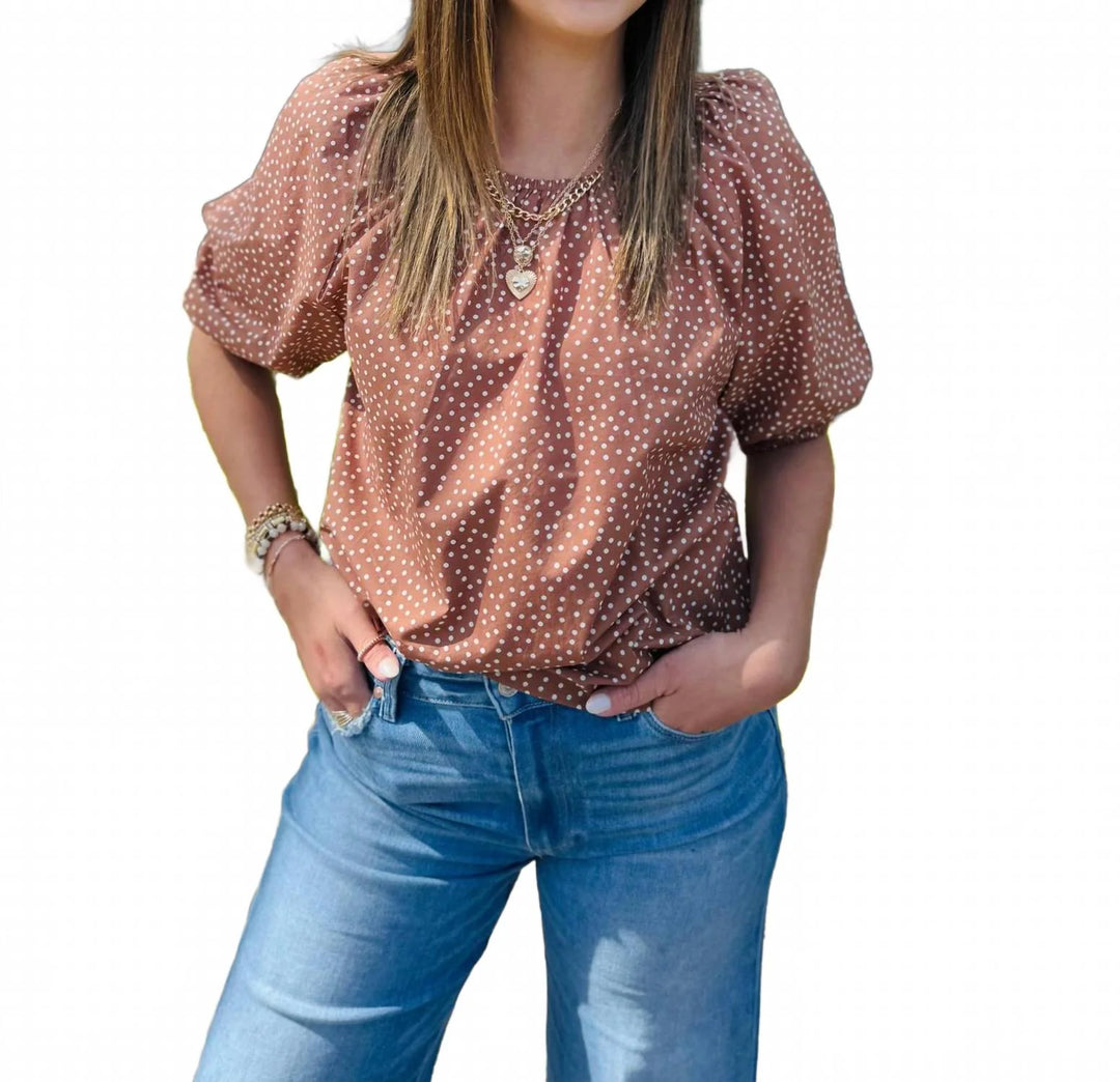 Puff Sleeve Top (Golden Brown)