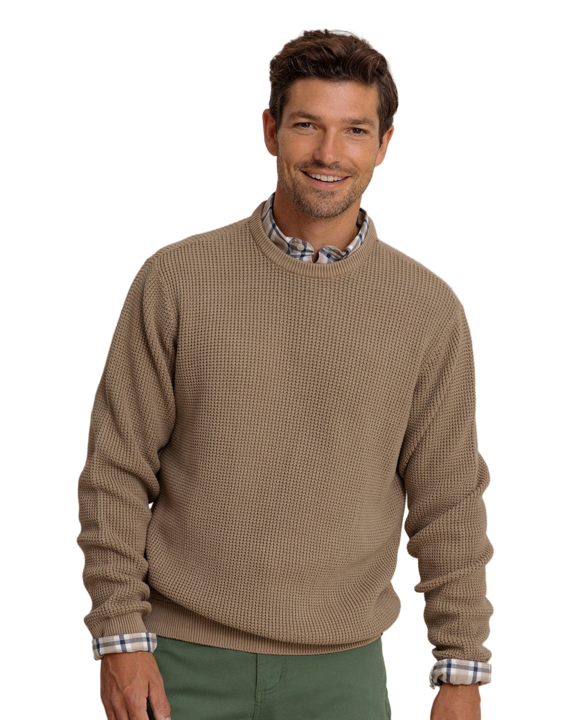 Carrington Garment Dyed Crew Sweater (Sandstone Khaki)