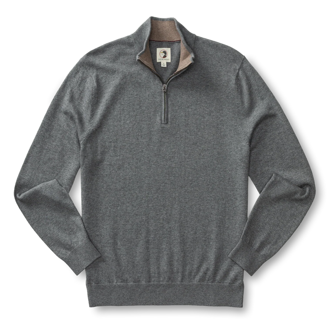 Ridley Cotton Cashmere 1/4 Zip Sweater  (Monument Gray Heather)