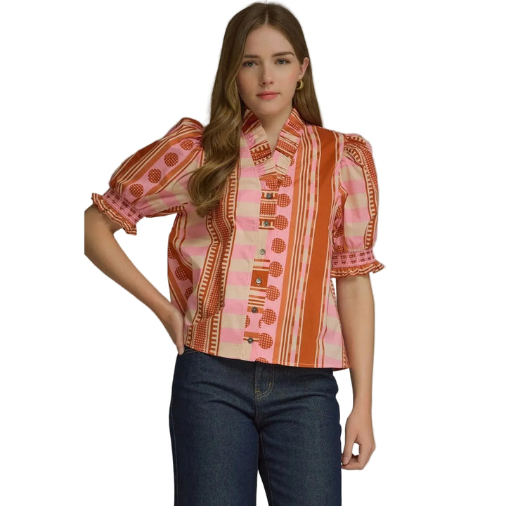 Rosette Top (Rust Pink)