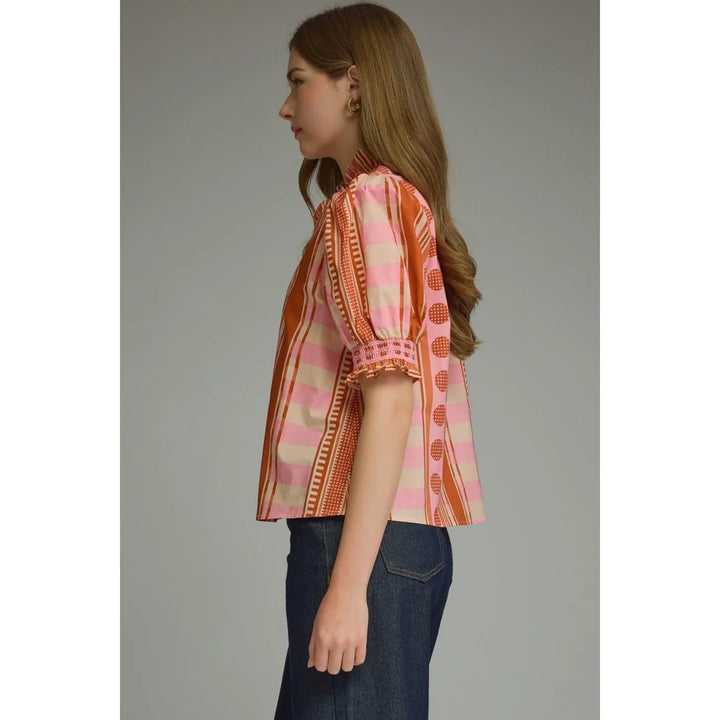 Rosette Top (Rust Pink)