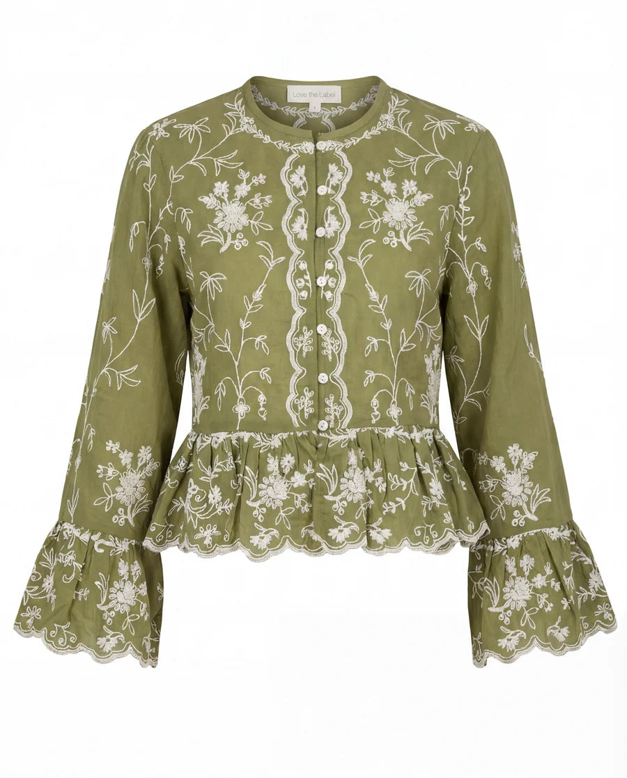 Ellianna Top (Amira Embroidery Olive)