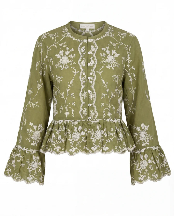 Ellianna Top (Amira Embroidery Olive)