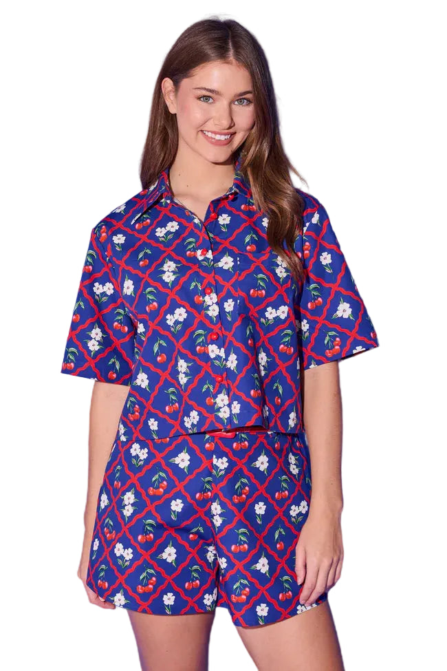 Remi Top/James Short (Navy Cherry)