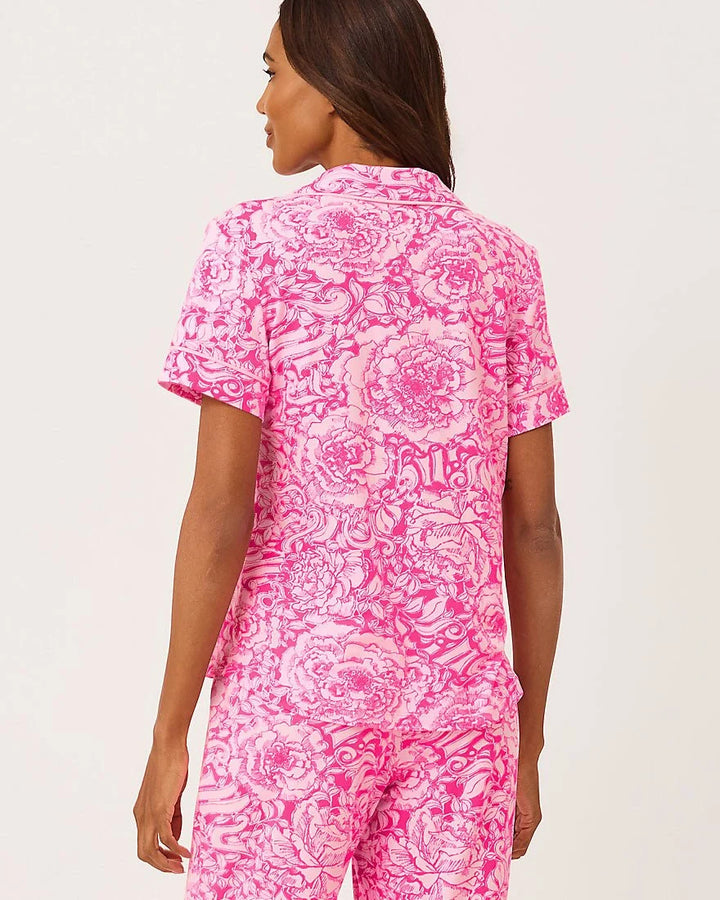 Crispin PJ Button-Up Top (Pink Aster a Rose By Any Other Name)