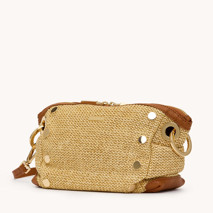 Daniel Crossbody Clutch Small (Cocoa Raffia/Gold)