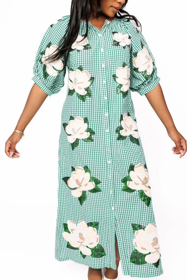 Magnolia Dress (Green/White Gingham)