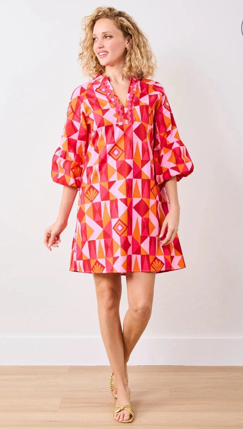 Isabella Dress (Underwater Mosaic/Pink Crush)